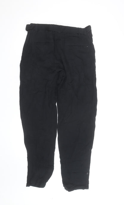 Marks and Spencer Women’s Black 12 Linen Belted Tapered Ankle Trousers