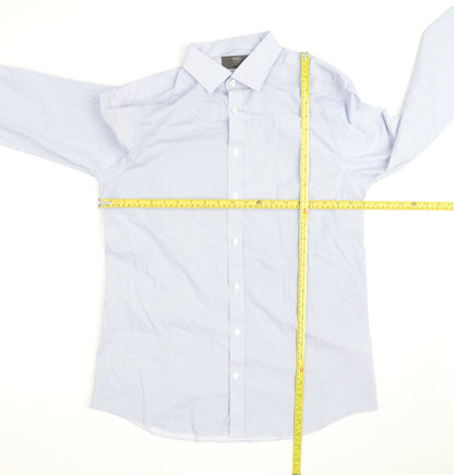 Marks and Spencer Men’s Blue Slim Fit Long Sleeve Check Shirt 15.5”