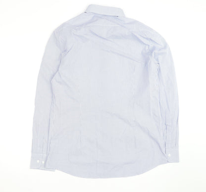 Marks and Spencer Men’s Blue Slim Fit Long Sleeve Check Shirt 15.5”