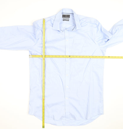 Marks and Spencer Men's Blue Regular Fit 16.5in Cotton Long Sleeve Shirt