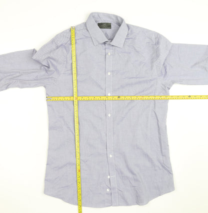 Marks and Spencer Men's Blue Slim Fit Long Sleeve Button-Up Shirt Size 15.5