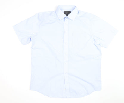 Marks and Spencer Men's Blue Regular Fit Short Sleeve Shirt Size 17