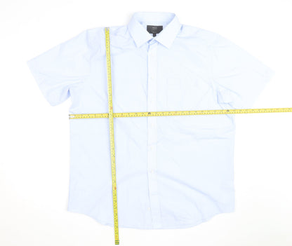 Marks and Spencer Men's Blue Regular Fit Short Sleeve Shirt Size 17