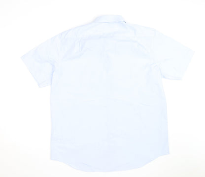 Marks and Spencer Men's Blue Regular Fit Short Sleeve Shirt Size 17