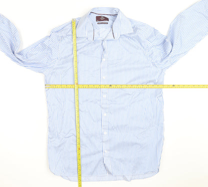 Marks and Spencer Luxury Blue Striped Regular Fit Men's 16.5in Shirt
