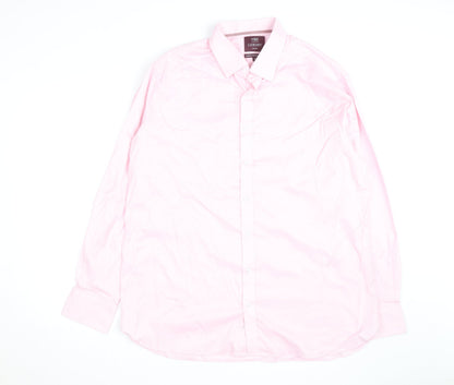 Marks and Spencer Men's Pink Luxury Tailored Cotton Long Sleeve Shirt 18 46in