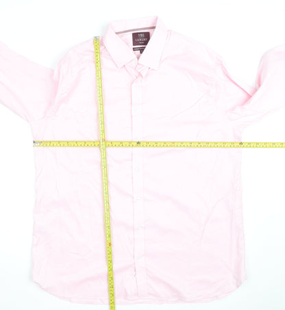 Marks and Spencer Men's Pink Luxury Tailored Cotton Long Sleeve Shirt 18 46in