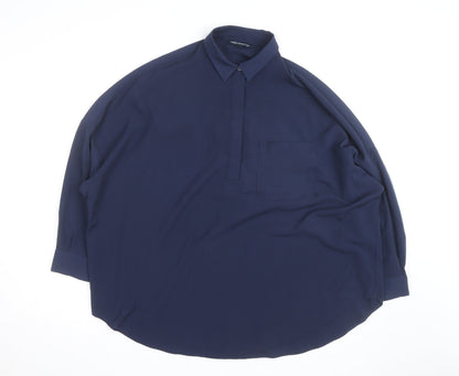 French Connection Men's Blue Relaxed Fit Long Sleeve Button-Up Shirt M