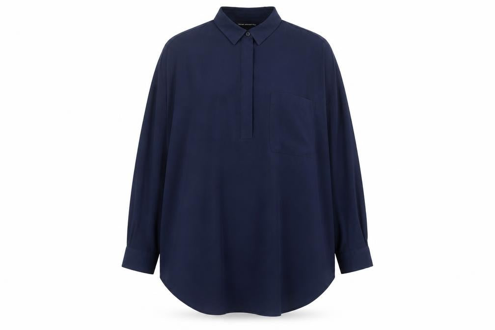 French Connection Men's Blue Relaxed Fit Long Sleeve Button-Up Shirt M