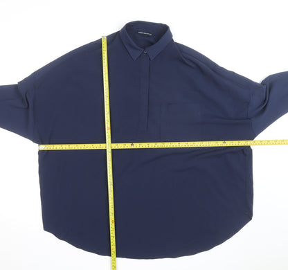 French Connection Men's Blue Relaxed Fit Long Sleeve Button-Up Shirt M