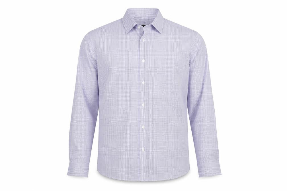 Marks and Spencer Men's Blue Checked Regular Fit Shirt Size 18