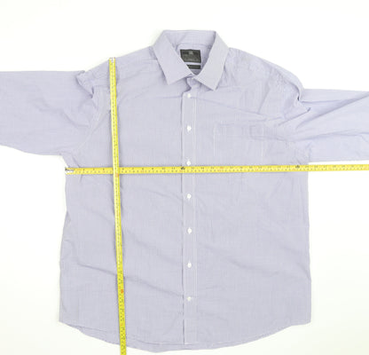 Marks and Spencer Men's Blue Checked Regular Fit Shirt Size 18