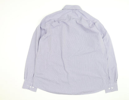 Marks and Spencer Men's Blue Checked Regular Fit Shirt Size 18