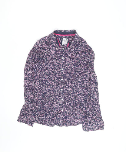 Crew Clothing Co Women’s Blue Floral Button-Up Cotton Shirt Size 10