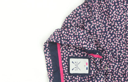 Crew Clothing Co Women’s Blue Floral Button-Up Cotton Shirt Size 10