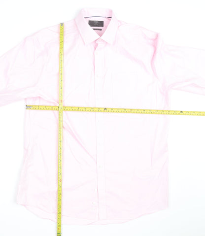 Marks and Spencer Men’s Pink Regular Fit Cotton Long Sleeve Shirt 16.5in