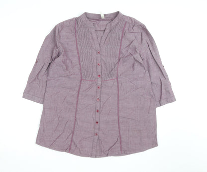 Bon Cascade Women's Purple Linen Blend Tunic Blouse Size 10