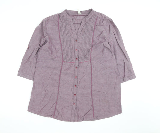Bon Cascade Women's Purple Linen Blend Tunic Blouse Size 10