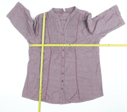 Bon Cascade Women's Purple Linen Blend Tunic Blouse Size 10