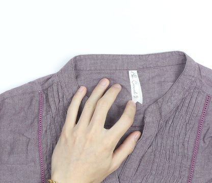 Bon Cascade Women's Purple Linen Blend Tunic Blouse Size 10