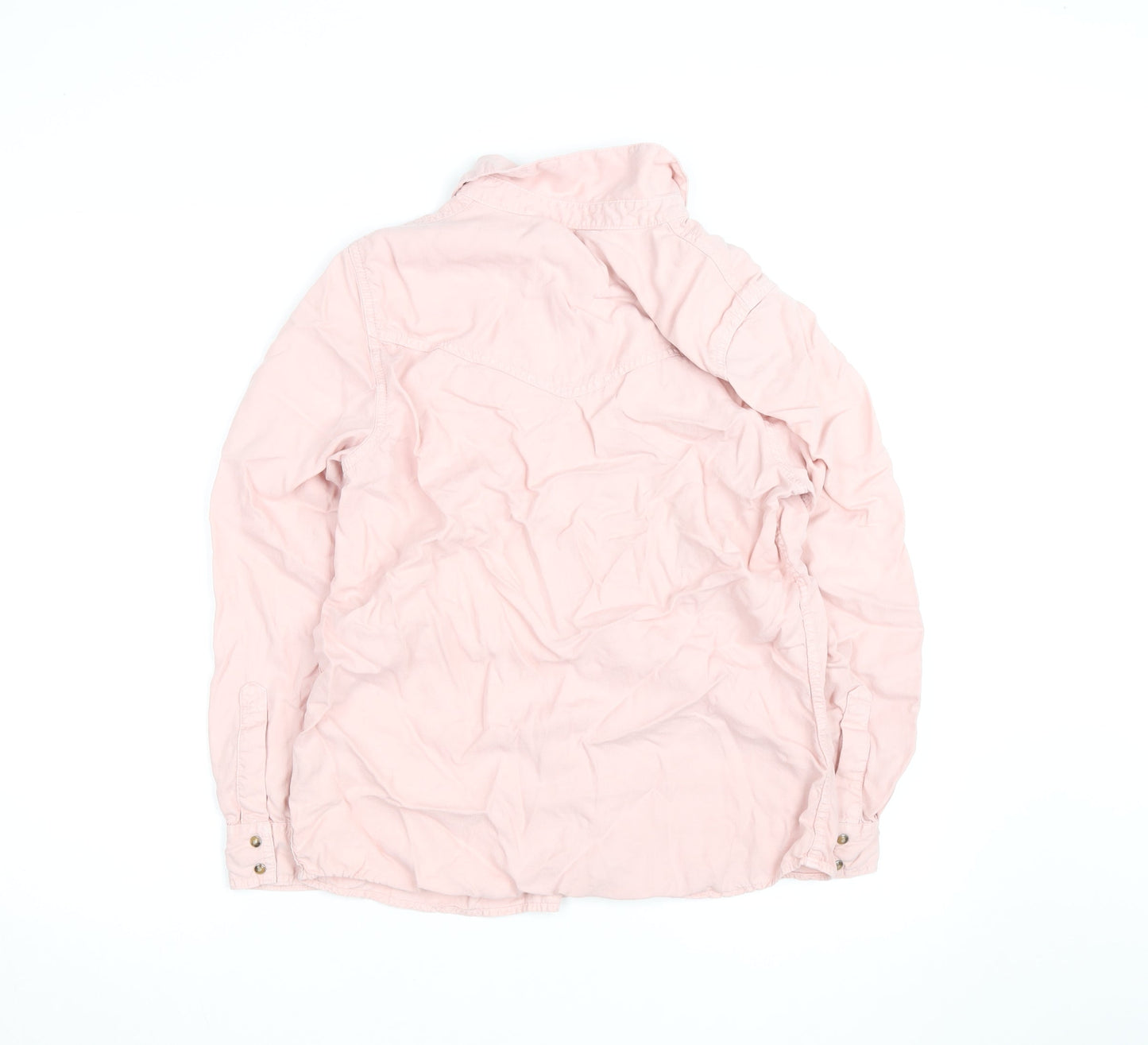 Marks and Spencer Womens Pink Size 12 Cotton Long Sleeve Button-Up Shirt
