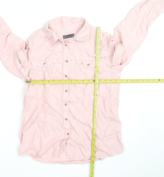 Marks and Spencer Women’s Pink Cotton Long Sleeve Button-Up Shirt Size 14