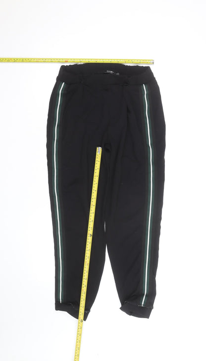 Bershka Womens Black Stripe Jogger Trousers Size M