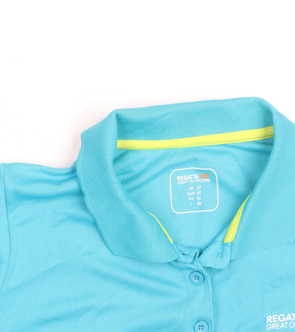 Regatta Women Blue Polo Shirt Size 14 Lightweight Activewear Top