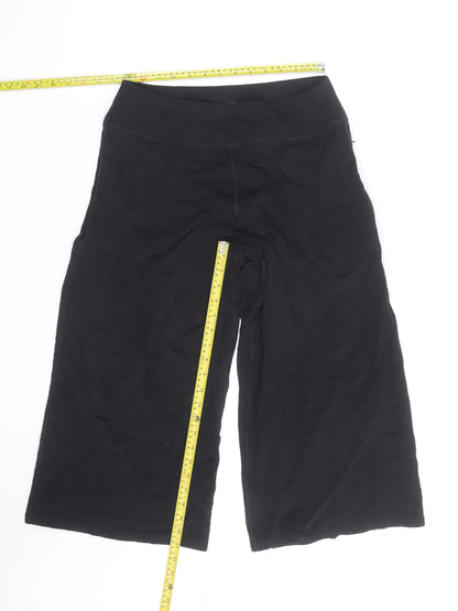 Marks and Spencer Women's Black Cropped Wide-Leg Yoga Trousers L