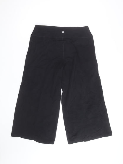 Marks and Spencer Women's Black Cropped Wide-Leg Yoga Trousers L