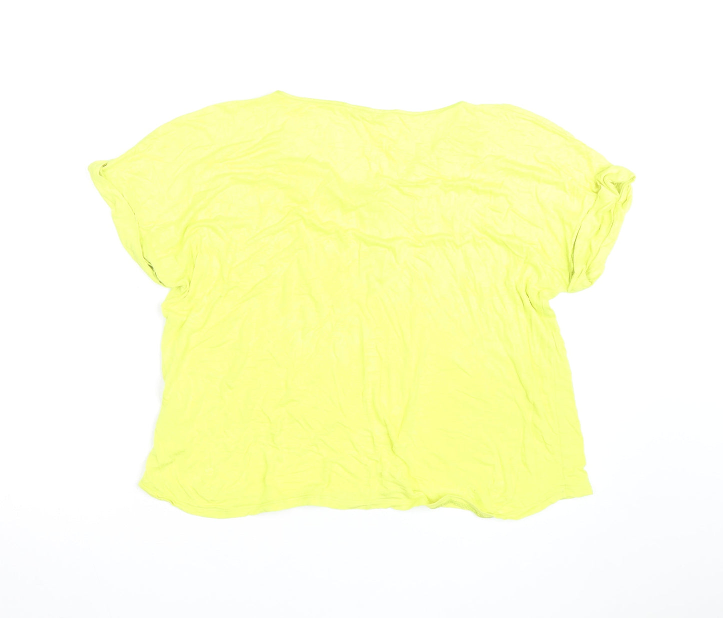 Marks and Spencer Womens Yellow Zip V-Neck T-Shirt Size 16