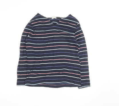 Cotton Traders Women’s Blue Striped Long Sleeve V-Neck Top Size 14