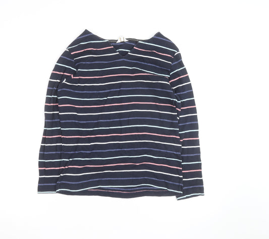 Cotton Traders Women’s Blue Striped Long Sleeve V-Neck Top Size 14