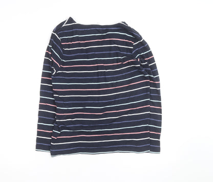Cotton Traders Women’s Blue Striped Long Sleeve V-Neck Top Size 14