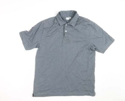 John Lewis Men’s Grey Cotton Polo Shirt Size M Short Sleeve Casual