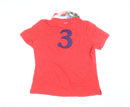 Joules Womens Red Polo Shirt Size 12 Classic Embroidered Cotton