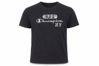 Champion Boys Black Medium Graphic Logo Cotton T-Shirt