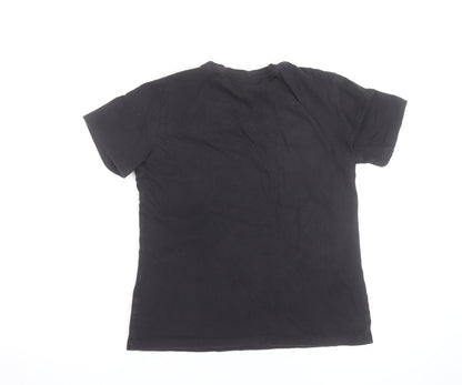 Champion Boys Black Medium Graphic Logo Cotton T-Shirt