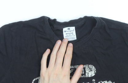 Champion Boys Black Medium Graphic Logo Cotton T-Shirt