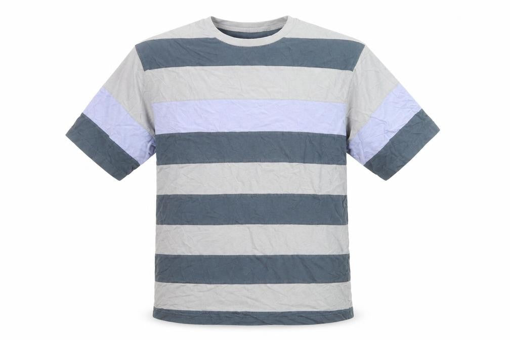 Cottonil Men’s Grey Striped Crew Neck Egyptian Cotton T-Shirt XL