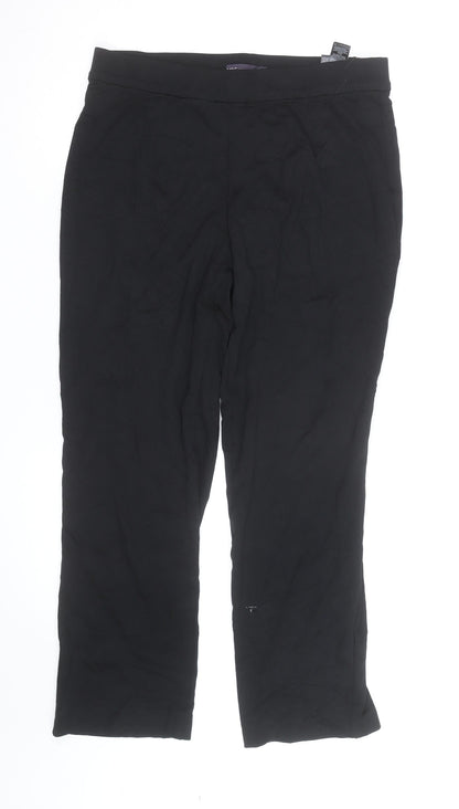 Marks and Spencer Women Black Size 14 Straight Leg Lightweight Trousers
