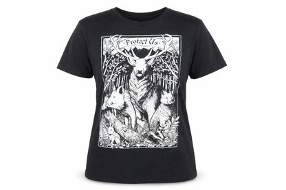 Meniina Womens Black Animal Nature Print T-Shirt Size L