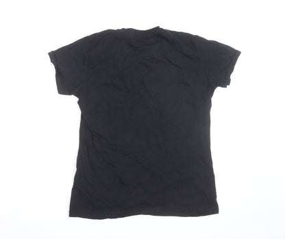 Meniina Womens Black Animal Nature Print T-Shirt Size L