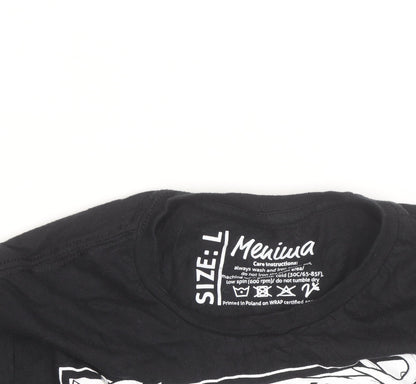 Meniina Womens Black Animal Nature Print T-Shirt Size L