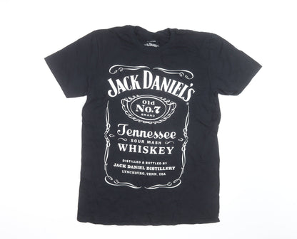 Jack Daniel's Men's Black Graphic T-Shirt Medium Cotton Crew Neck