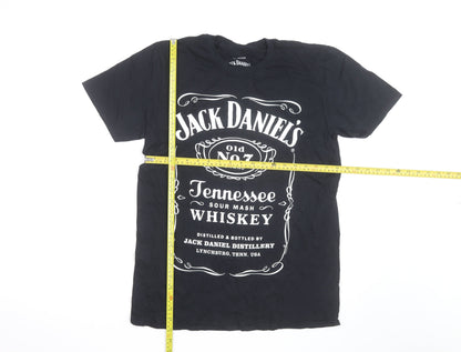 Jack Daniel's Men's Black Graphic T-Shirt Medium Cotton Crew Neck