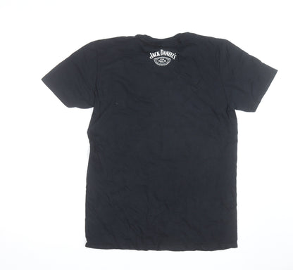 Jack Daniel's Men's Black Graphic T-Shirt Medium Cotton Crew Neck