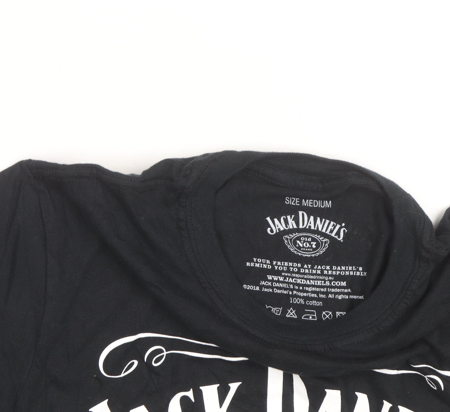 Jack Daniel's Men's Black Graphic T-Shirt Medium Cotton Crew Neck