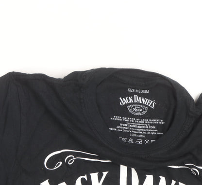 Jack Daniel's Men's Black Graphic T-Shirt Medium Cotton Crew Neck