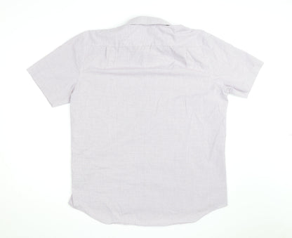Marks and Spencer Men’s White Check Short Sleeve Regular Fit Shirt Size 17